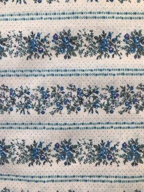 Blue Floral Stripe Cotton Fabric